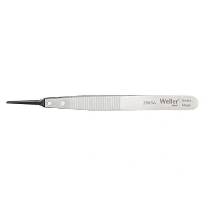Image de Weller Erem 258SA Pince à éÉpiler de Précision Avec Pointes Synthétiques Pointues (PPS) et Poignées Dentelée Pour une Manipulation Sûre