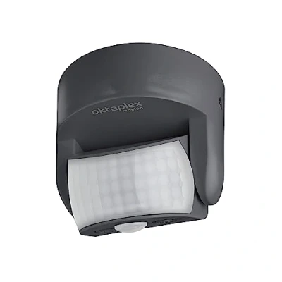 Image de Oktaplex Bea Détecteur de Mouvement extérieur IP65 orientable 180 capteur Infrarouge 12 m Portée 230 V Anthracite avec crépusculaire
