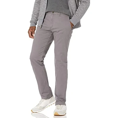 Image de Amazon Essentials Pantalon Chino Extensible, Style décontracté, Coupe Slim Homme, Gris Foncé, 34W / 28L