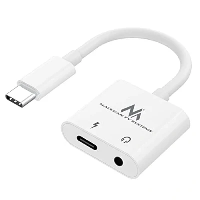 Image de Maclean Energy Adaptateur USB Type C vers Jack 3,5mm M/F et 30W (Blanc) Neuf