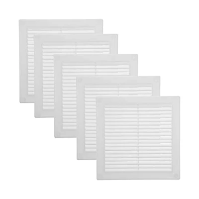 Image de Vent Systems 20,3 x cm (dimensions de l&#039;ouverture) Lot 5 Housse d&#039;aération en plastique blanc Grille carrée plate Moustiquaire CVC 25,4 totales)