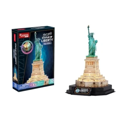 Image de EXPLORA Statue de La Liberté Puzzles 3D Lumineux 540053 79 Pièces Niveau 6 sans Colle Ni Ciseaux Educatif Jeu Construction Cadeau Enfant Maquette À Partir 8 Ans