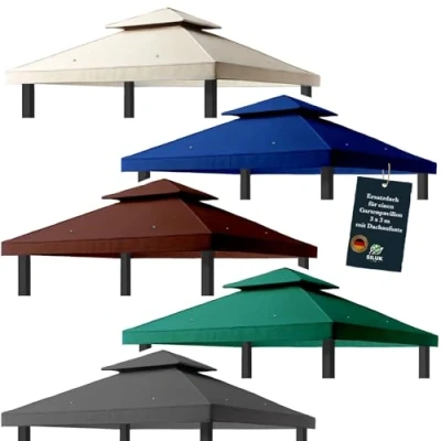 Image de freigarten.de modèle 2 Toit de rechange pour pavillon jardin 3 x m Étanche Matériau Panama en PVC, souple, 370 g/m², ultra résistant, 1 (Vert)