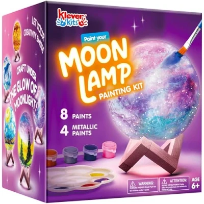 Image de Klever Kits kit de peinture avec lampe lune, veilleuse 3D, ensemble créatif pour enfants, cadeau d&#039;anniversaire filles 6 à 12 ans
