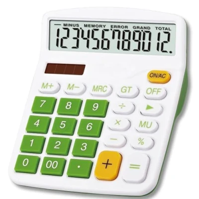 Image de Mengshen Calculatrice Standard de Base, Grandes Calculette Batterie solaire Double Alimentation 12 Chiffres LCD Écran financière dédiée pour Bureau/Maison/école