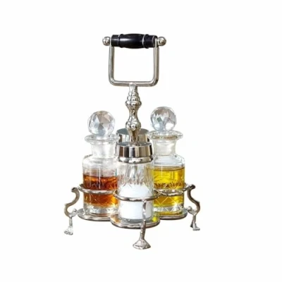 Image de LOBERON Ensemble assaisonnement Fayetteville laiton H/D env. 22/14 cm transparent/argenté