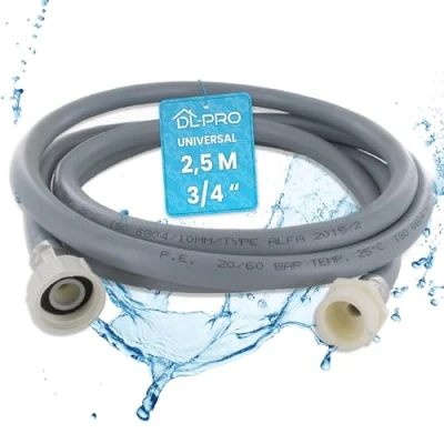 Image de DL pro Rallonge de tuyau d&#039;alimentation 2,5 m droite 3/4&quot; eau froide 25 C pour machine à laver, lave vaisselle, pression d&#039;éclatement 90 bars.