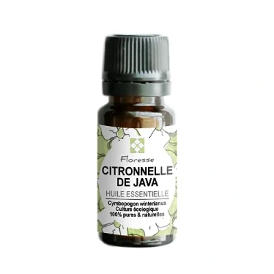 Image de FLORESSE Huile Essentielle DE CITRONNELLE JAVA 10ml 100% Pure, Naturelle (CITRONNELLE)