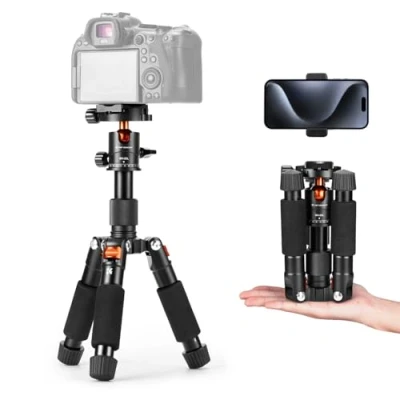 Image de K&amp;F Concept Mini Trépied de Bureau Compact 52cm, Table Portable en Aluminium avec Rotule à 360 pour Caméscope Vidéo Appareil Photo Reflex Numérique, Charge Max 6 kg, Support Téléphone