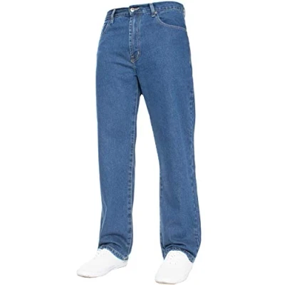 Image de Blue Circle Neuf pour Hommes Jambe Droite Basique Lourd Travail Jeans Pantalon Tous Tour DE Taille Grandes Tailles Lavage à l&#039;eau Javel, 30W x 30L