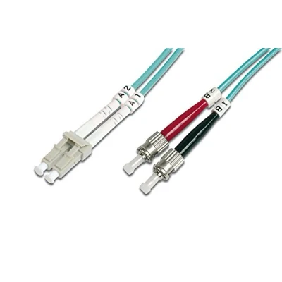 Image de DIGITUS DK 2531 02/3 Câble À Fibre Optique OM3 2 m LC à ST Duplex 1/10/40/100 Gbit/s MM Multimode LAN Type De : 50/125 Turquoise (Aqua)