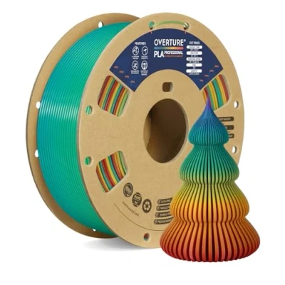 Image de OVERTURE PLA+ 1,75 mm Filament, Renforce Robustesse filament pour imprimante 3D PLA Plus, Bobine de 2 kg (4,4 lb), Précision dimensionnelle +/ 0,02 mm, imprimantes (Sunset Rainbow)