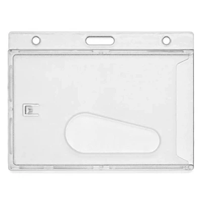 Image de CKB LTD Lot de 10 Claire Horizontal Porte Badge Plastique avec Fente pour le Pouce Cartes Sécurité D&#039;identité étiquette nom, Carte Bus, D&#039;étudiant, Visite 86 x 54mm