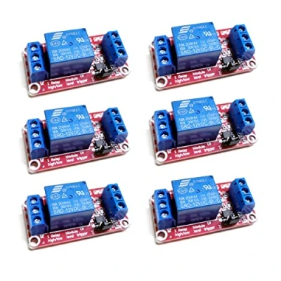 Image de BuxiuGK 6 Pièces Modules Relais 1 Canal 12V avec support d&#039;isolation optocoupleur Voyant d&#039;avertissement à LED