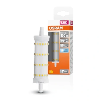 Image de OSRAM LED Line avec culot R7s Retrofit, 13 W / 1521 lm, lumière blanche froide et claire de 4000 K, non dimmable. IP20, verre sans plomb, diamètre 28 mm, EEK E.