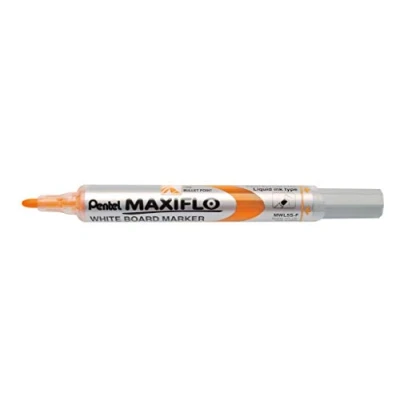 Image de Pentel Maxiflo Lot de 12 Marqueurs effaçables à sec pour Tableau blanc Pointe conique moyenne encre liquide Orange