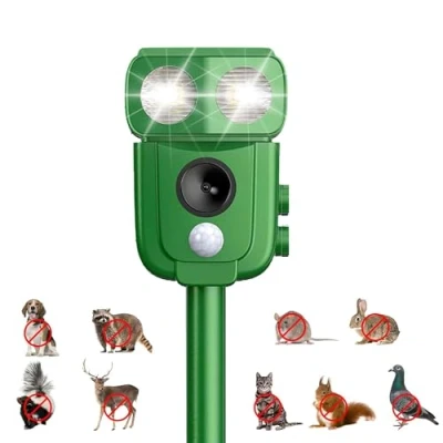 Image de Répulsif Chat Ultrason, Ultrason Exterieur, Repulsif Chien, Charge Solaire, Chargement USB Prévenir Les Chiens et Chats, Oiseaux, pour Jardins, Champs, Pépinières
