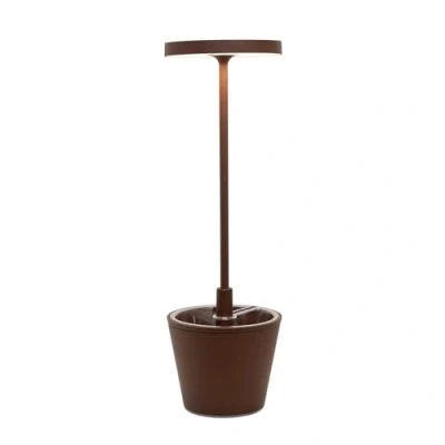 Image de Zafferano Poldina Reverso Lampe de Table LED Rechargeable sans Fil Tactile Dimmable d&#039;Intérieur et d&#039;Extérieur IP54 Temp. Lumière 2200 2700 3000K Aluminium H35 (Corten)