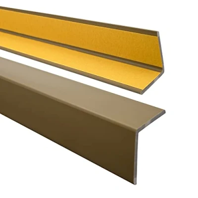 Image de Quest Cornière PVC 40x40mm Baguette d’Angle de Protection, profilé autoadhésif Protection et rebords, Souple Autocollant Laiton, 180cm