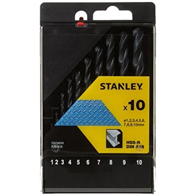 Image de STANLEY STA56030 QZ Cassette de 10 forets HSS R 1, 2, 3, 4, 5, 6, 7, 8, 9, 10mm, Noir