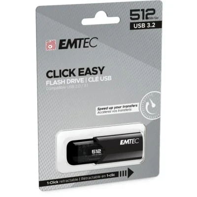 Image de Emtec B110 Click Easy 3.2 Lecteur USB Flash 512 Go Type A Gen 2 (3.1 2) Noir