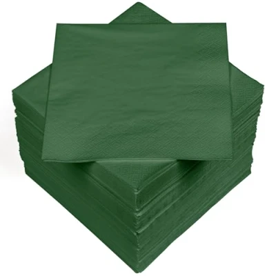 Image de HEKU 30241 17 : Lot de 100 serviettes en papier monochromes triple épaisseur, 33 x cm, vert foncé