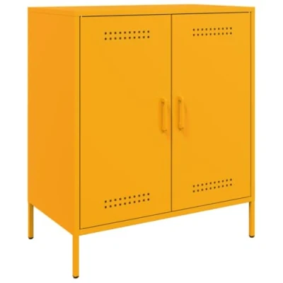 Image de vidaXL Buffet Jaune Moutarde 68x39x79 cm Acier