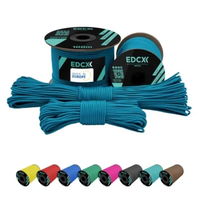 Image de EdcX 2 mm Nylon Paracord 275 (15, 30, 50 and 100 m) 100% Rope, 3 Strand Cord, Cord in Many Colours (Ice Mint, 15