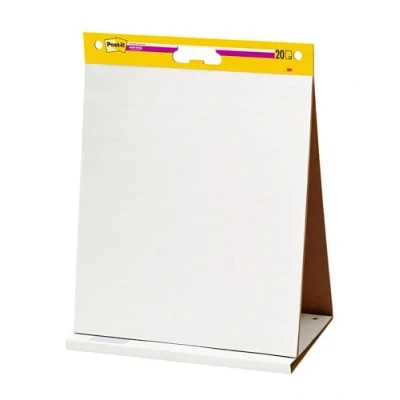 Image de Post it Super Sticky Meeting Charts, Pack de 1 Bloc avec 20 Feuilles, 584 mm x 508 mm, Couleur Blanche Paperboard Adhésif Repositionnable pour Réunions et Sessions Brainstorming