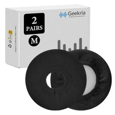 Image de GEEKRIA Lot de 2 Paires protège Oreilles en Tricot pour Casque, lavables et Extensibles, hygiéniques Casque Supra auriculaire, Chauds Confortables (M/Noir)