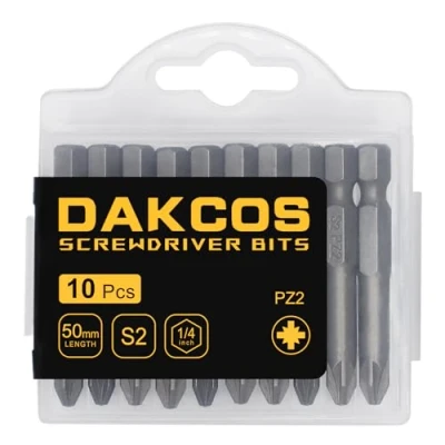 Image de DAKCOS PZ2 Bit Longue, embouts PZ2, assortiment d&#039;embouts en S2 (longueur : 50 mm, 10 pièces)