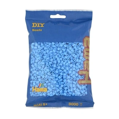 Image de Hama Perlen 201 46 Sachet de perles à repasser avec environ 3000 colorées Midi Craft Bleu pastel Diamètre 5 mm pour loisirs créatifs et enfants partir ans