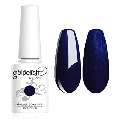 Image de Vishine Vernis à ongles Semi permanent Soak off UV LED Nail Art Manucure Base Top Coat 8ml Bleu foncé #271