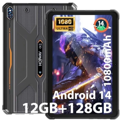 Image de HOTWAV R8 Tablette Incassable, 12GB + 128GB/TF 1TB Tactile, 10800mAh Battery, Écran 10.1&quot; HD+, Android 14 Tablette, 13MP+5MP/Octa Core/Dual SIM 4G/WLAN 5G/IP68&amp;IP69K/Face ID/GPS/OTG Orange