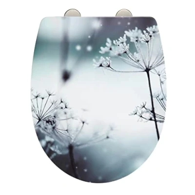 Image de WENKO abattant WC Polar avec surface brillante, frein de chute, lunette en thermoplastique résistant à la cassure, fixation acier inox, 36,5 x 45 cm, motif hivernal multicolore