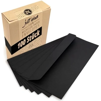 Image de Japun enveloppes (100 pièces) en papier, enveloppe, enveloppe sans fenêtre DIN long 220 x 110 mm noir