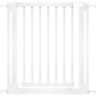 Image de Safetots Barrière Élégance en Bois, Blanche, 79cm 87cm, de Sécurité à Fixation par Pression, Ouverture Extra Large 57cm, Une Seule Pièce