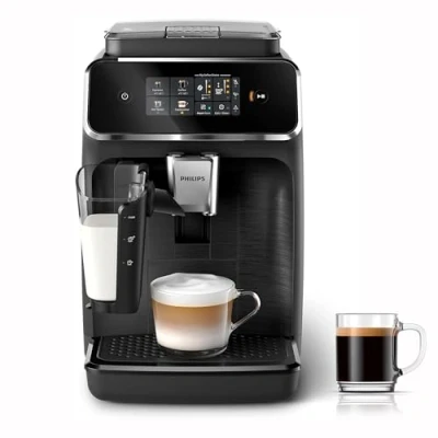 Image de Philips Machine à Expresso Entièrement Automatique Séries 2300 4 Boissons, Écran tactile couleur moderne, LatteGo, SilentBrew, Broyeur 100% Céramique, Filtre AquaClean. Noir mat (EP2330/10)