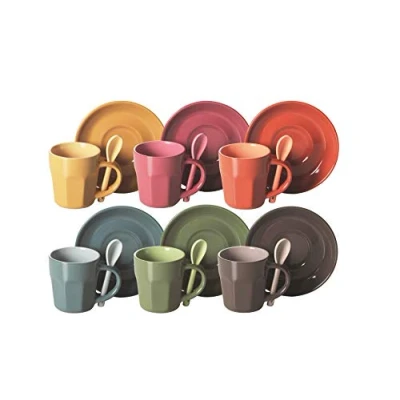 Image de Excelsa Abbraccio Lot de 6 Tasses à café, céramique, Multicolore, 5,5 x 6,5 cm, 1,47 kg