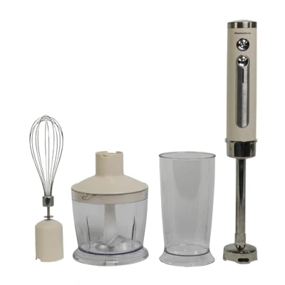 Image de Melchioni Family Mixeur Plongeant Sans Fil Rechargeable, Ensemble avec Batteur, Hachoir, et Verre Gradué de 600 ml, Modèle ARIEL, Couleur Blanche
