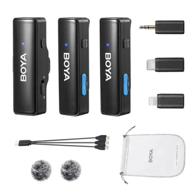 Image de BOYALINK A2 Micro Cravate sans Fil, 3 en 1 iPhone avec Suppression du Bruit 6 Niveaux de Gain, Transmission Fil à 100M pour iPhone/iPad/Smartphone USB C/Ordinateur Portable