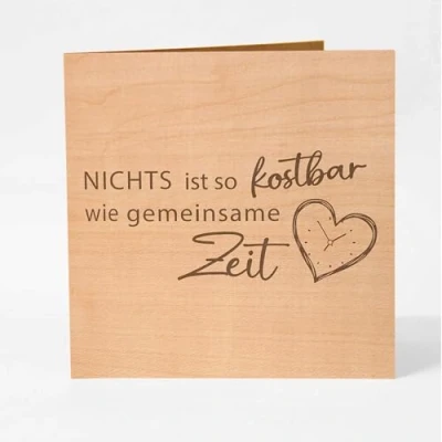 Image de carte de vœux originale en bois Rien n&#039;est aussi précieux que le temps partagé unique, d&#039;amour, d&#039;anniversaire, d&#039;anniversaire mariage, cadeau pour femme
