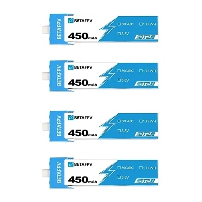 Image de BETAFPV 4pcs BT2.0 450mAh 1S Lipo Battery 3.8V 30C/60C 1.71WH with Connector Compatible for FPV Tiny Whoop 1 2S Brushless Drone Quadcopter Like Cetus Pro, X, Meteor75