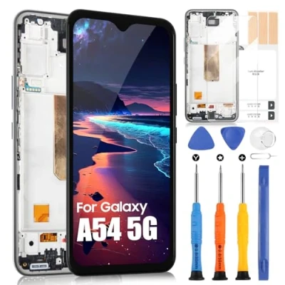 Image de Écran LCD pour Samsung Galaxy A54 5G SM A546E A546B A546B/DS Digitizer Touch Screen Remplacement Assembly avec réparation Kit, sans Empreinte Digitale(6,4&quot;, Noir Cadre)