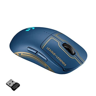 Image de Logitech G Pro X Souris Gaming sans Fil Lightspeed, Capteur Hero 25K, 25 600 DPI, RVB, Boutons Personnalisables 4 8, Ambidextre, Edition Officielle League of Legends Bleu 910 006451