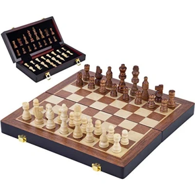 Image de Jeu de Societe ENGELHART d&#039;échecs en bois massif Valise refermable 38 x 19 5.2 cm