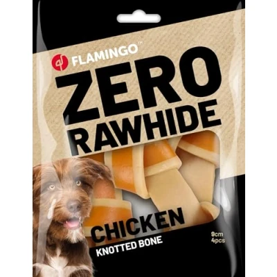 Image de Flamingo Friandises Zero Rawhide Os noué avec Poulet 4 pièces de 9cm, 35gr.