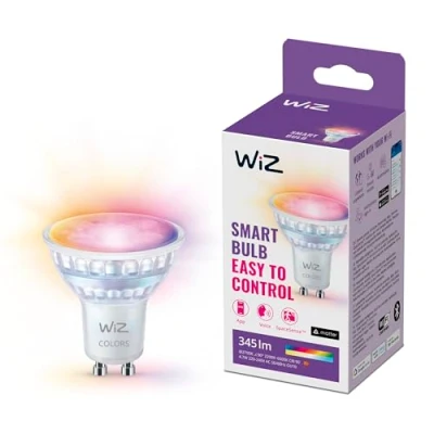 Image de WiZ Ampoule en verre LED intelligente GU10 Remplacement 50W, 16 millions de couleurs, Wi Fi/Bluetooth, commande vocale/application, fonctionne avec Google Home, Alexa et HomeKit, 1pack