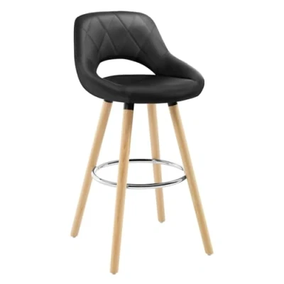 Image de WOLTU 1 pièce Tabouret de Bar en Cuir synthétique Structure Bois Massif,Tabouret Haut Noir BH111sz
