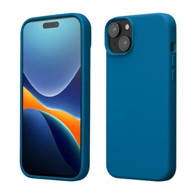 Image de kwmobile Coque pour iPhone 15 Plus Housse de téléphone Fine en Silicone avec Surface Douce et Anti Choc Bleu récif
